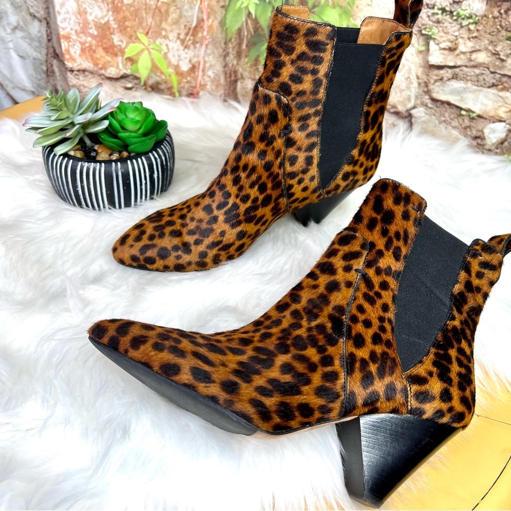 VERONICA BEARD Coastal Cowgirl Landon Leopard Print Calf-Hair Ankle Boots, 37.5 - Picture 6 of 15